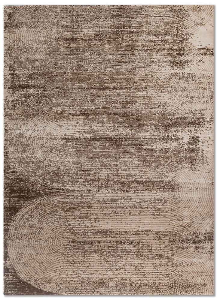  ivory wool and bamboo silk Hand Knotted Rug