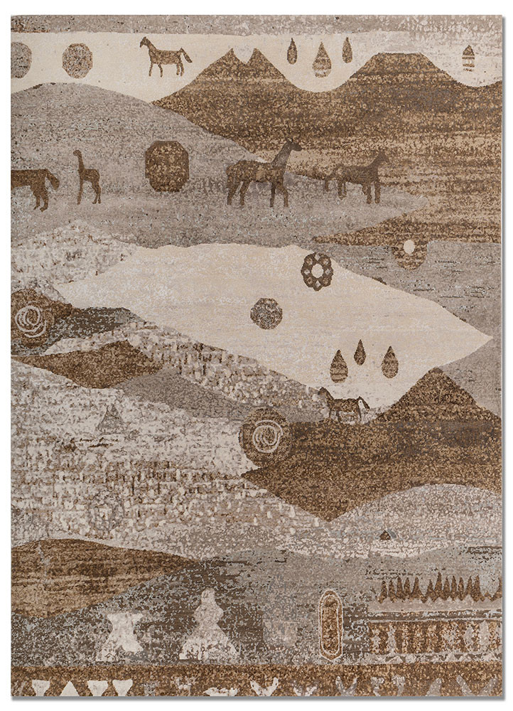Oasis of the Ancestors ivory wool and bamboo silk Hand Knotted Rug