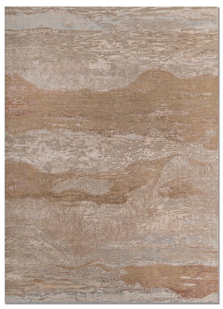 Cry of the Sands beige and brown wool and bamboo silk Hand Knotted Rug
