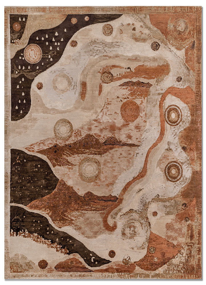 The Land of Beginnings ivory wool and bamboo silk Hand Knotted Rug