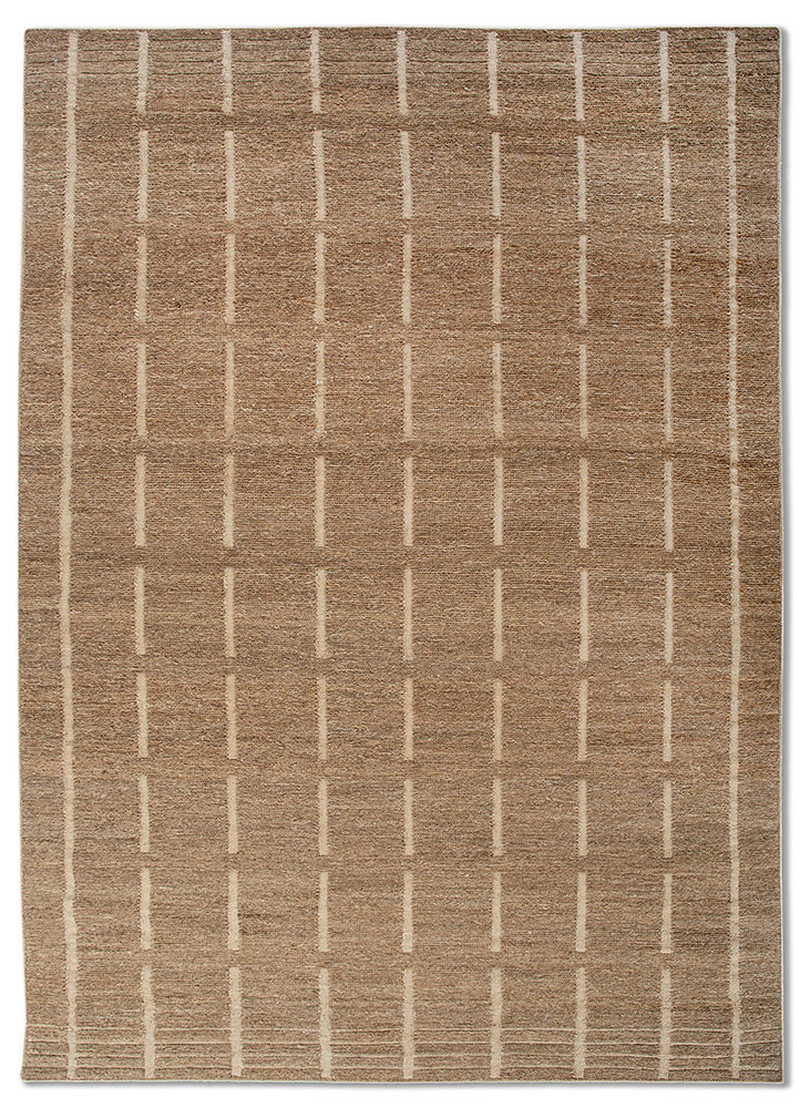  beige and brown jute and hemp Hand Knotted Rug