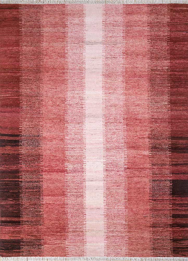 clan red and orange wool Hand Knotted Rug - HeadShot