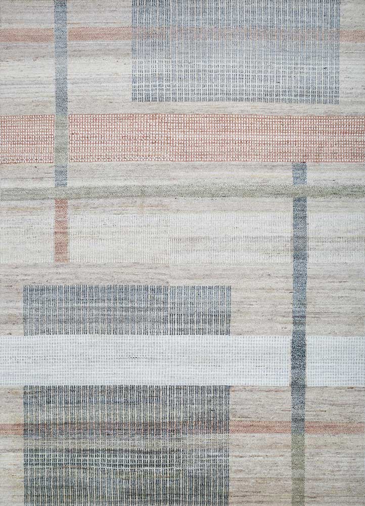  beige and brown wool Hand Knotted Rug