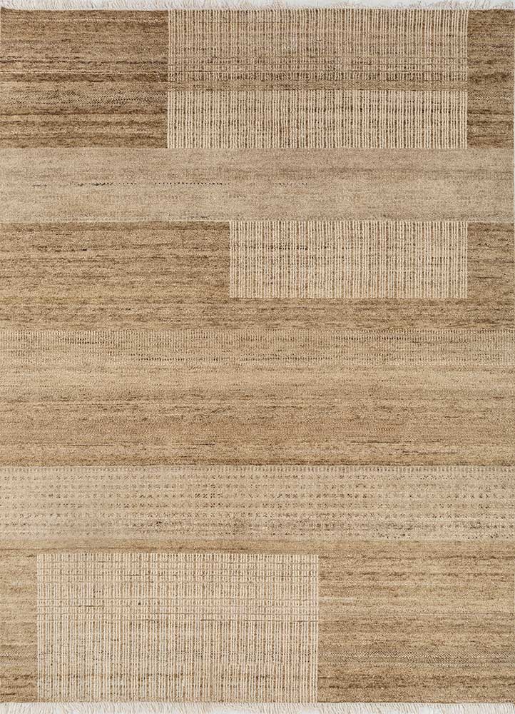  beige and brown afghan wool Hand Knotted Rug