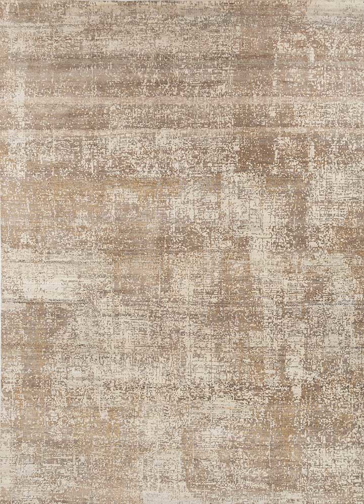  beige and brown wool Hand Knotted Rug