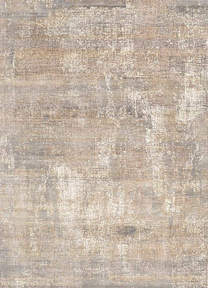  beige and brown wool Hand Knotted Rug