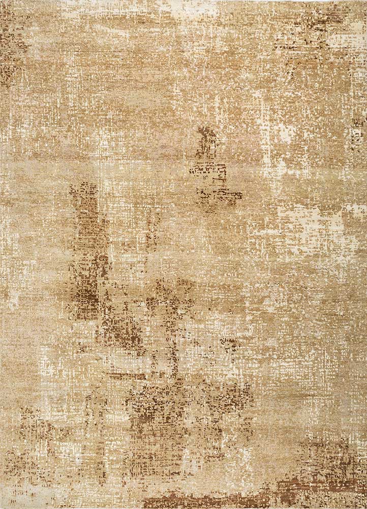  beige and brown wool Hand Knotted Rug