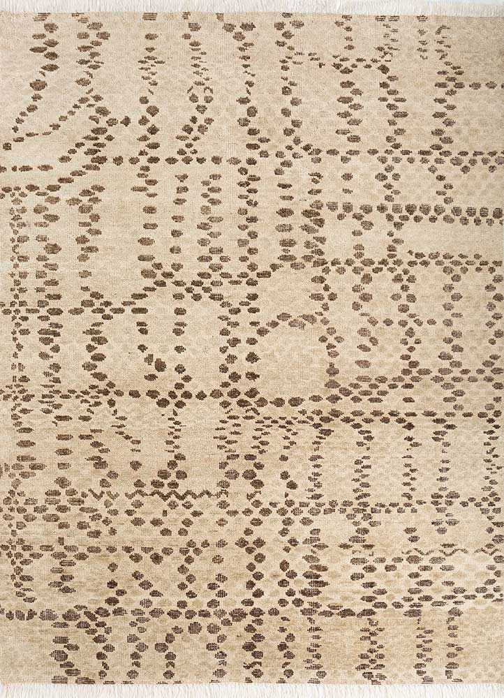 aprezo beige and brown wool Hand Knotted Rug - HeadShot