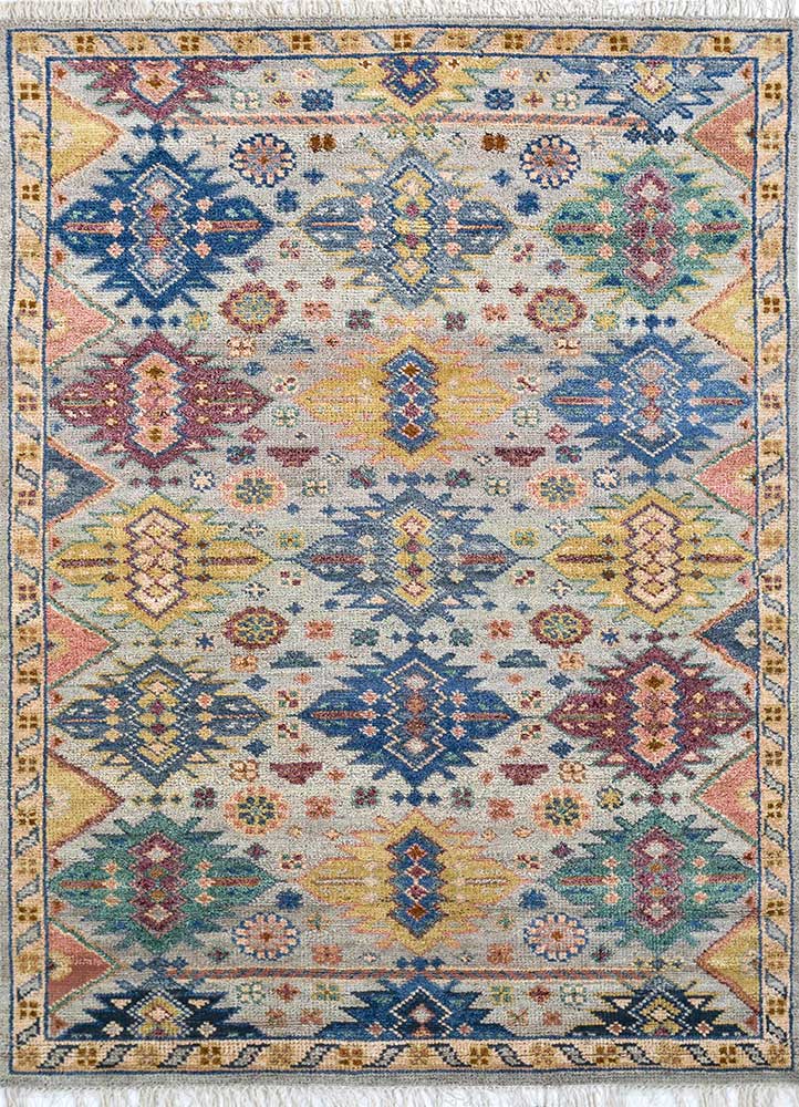 savana multi wool Hand Knotted Rug - HeadShot