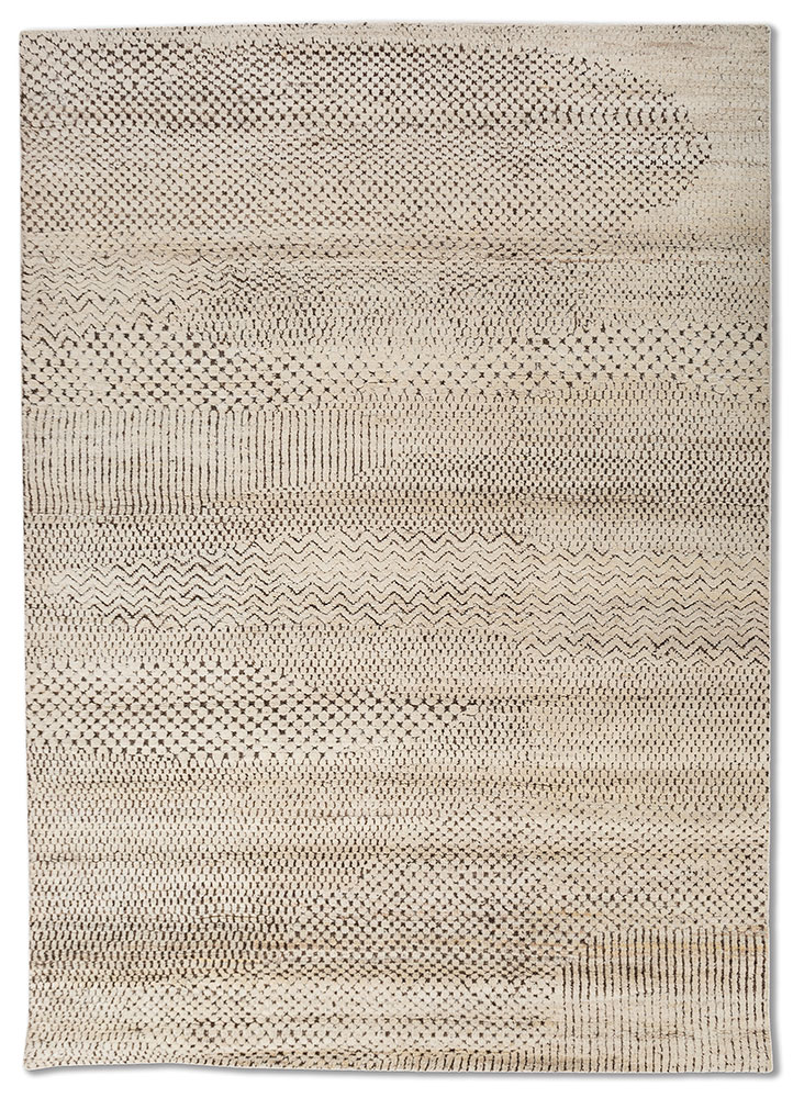 aprezo beige and brown wool Hand Knotted Rug - HeadShot
