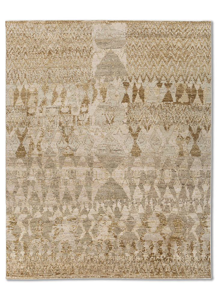 thyme beige and brown wool Hand Knotted Rug - HeadShot thyme beige and brown wool Hand Knotted Rug - HeadShot