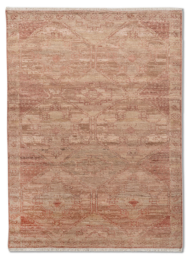  pink and purple wool Hand Knotted Rug