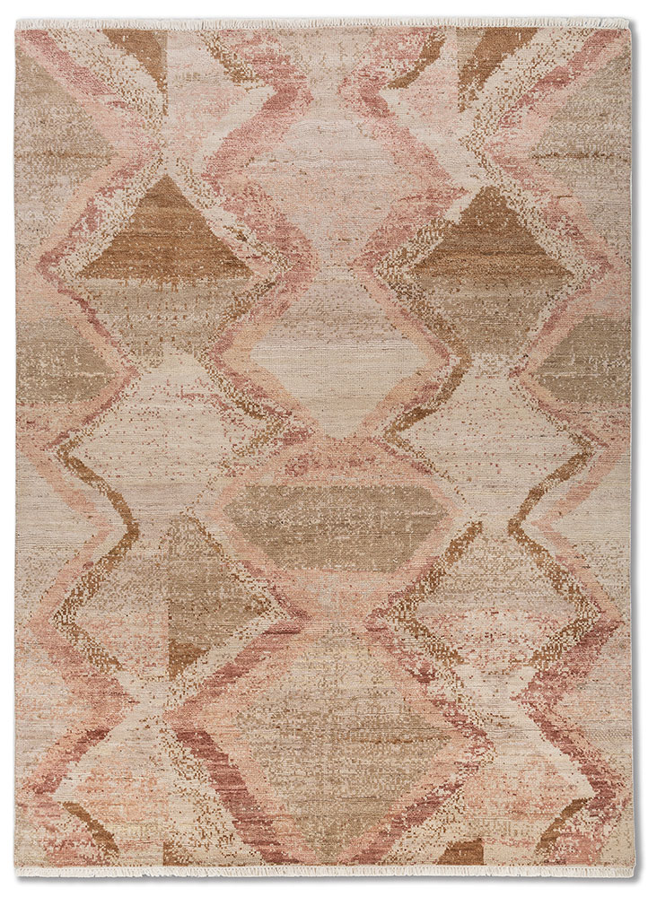 aprezo beige and brown wool Hand Knotted Rug - HeadShot