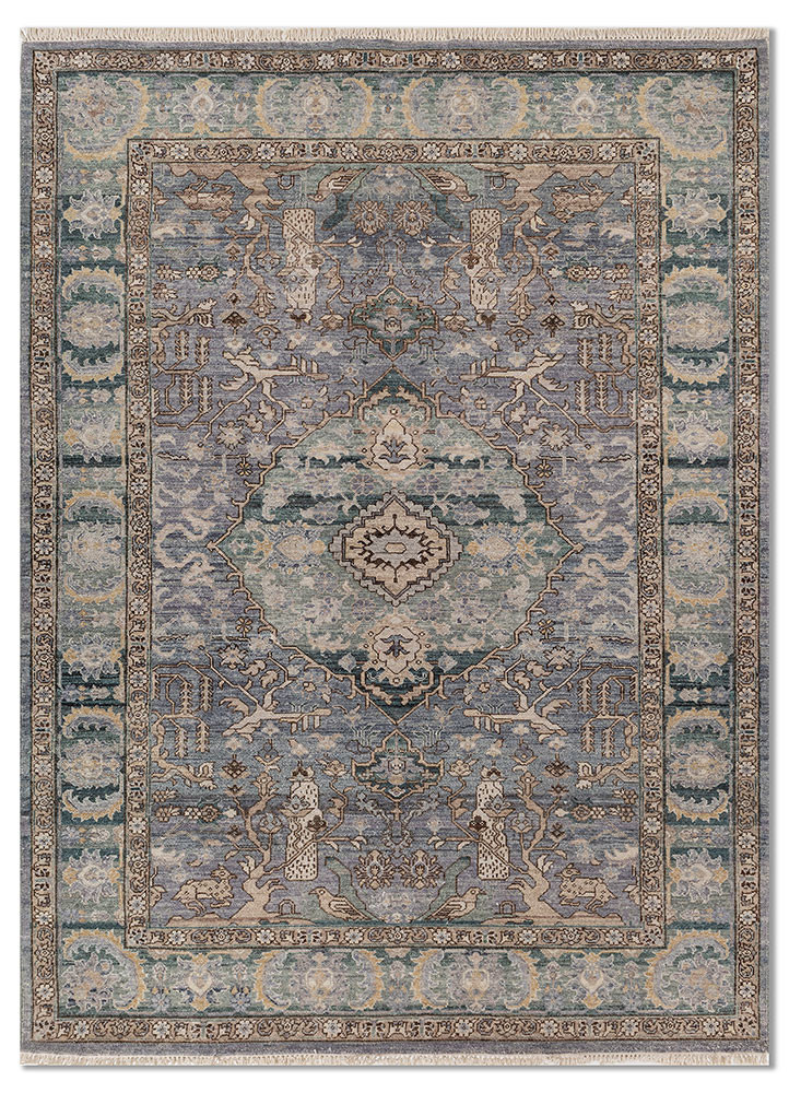  blue afghan wool Hand Knotted Rug