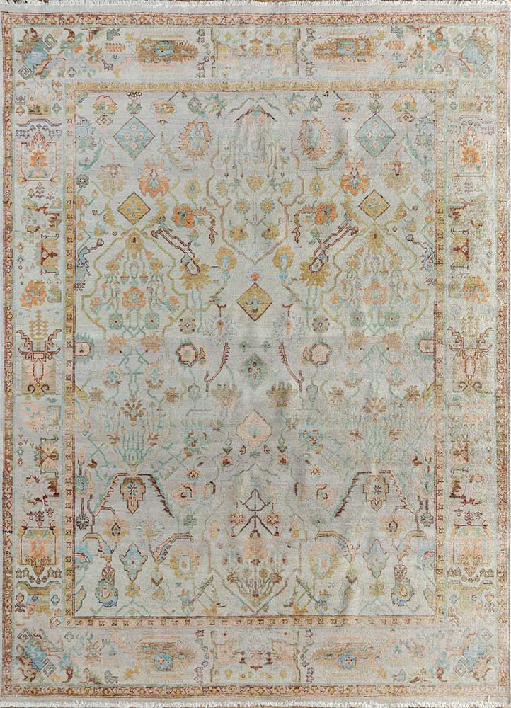 someplace in time ivory wool Hand Knotted Rug - HeadShot