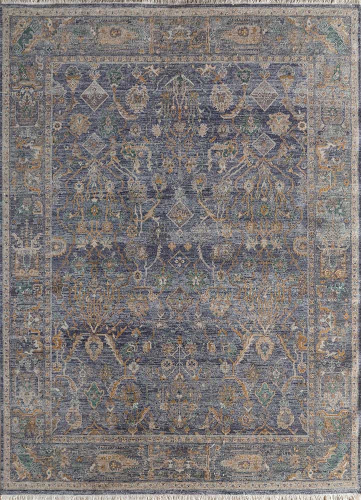  blue wool Hand Knotted Rug