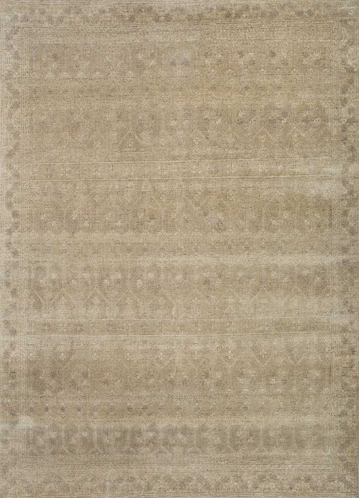  green wool Hand Knotted Rug