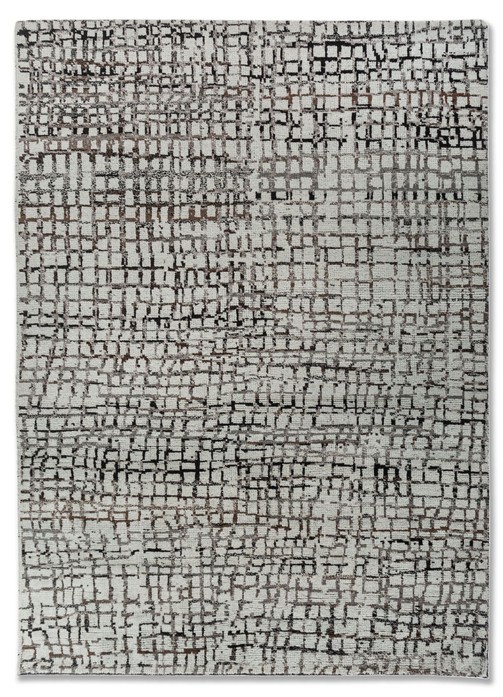 aprezo grey and black wool Hand Knotted Rug - HeadShot