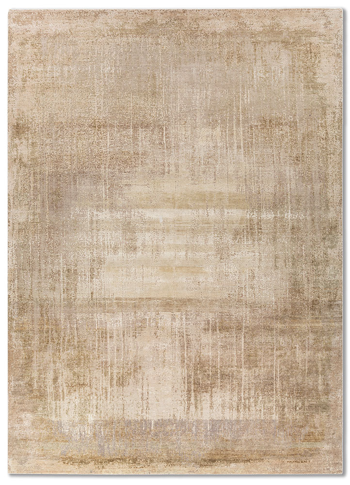  ivory wool and silk Hand Knotted Rug
