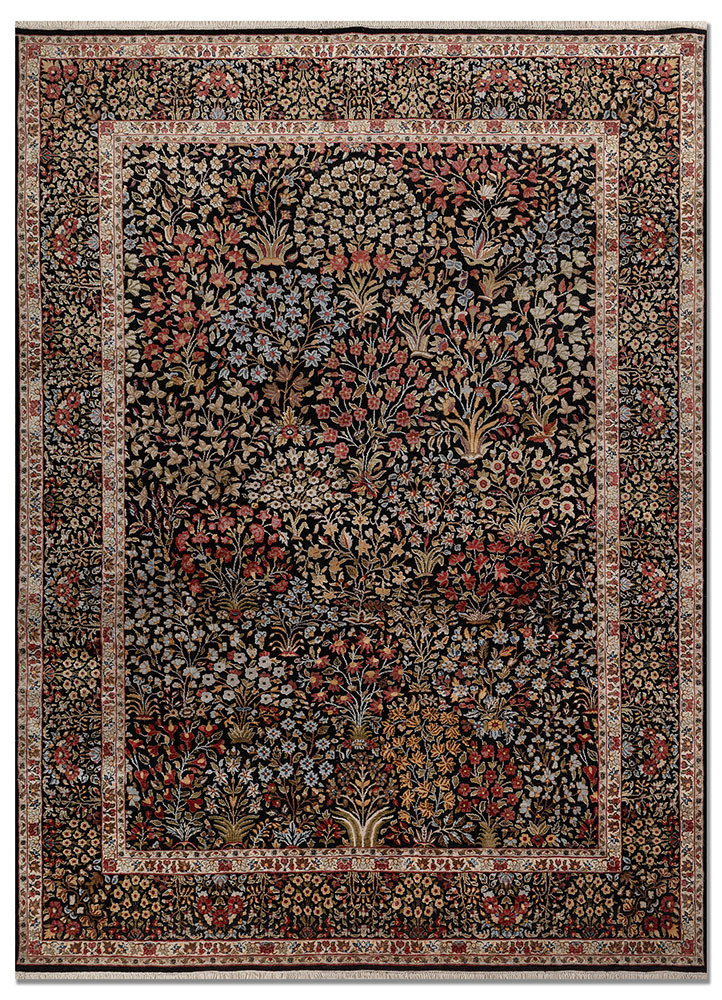  blue wool and silk Hand Knotted Rug