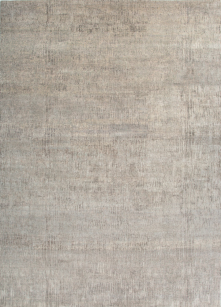 entropy grey and black wool and silk Hand Knotted Rug - HeadShot