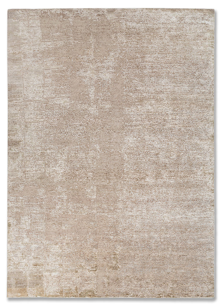  ivory wool and silk Hand Knotted Rug