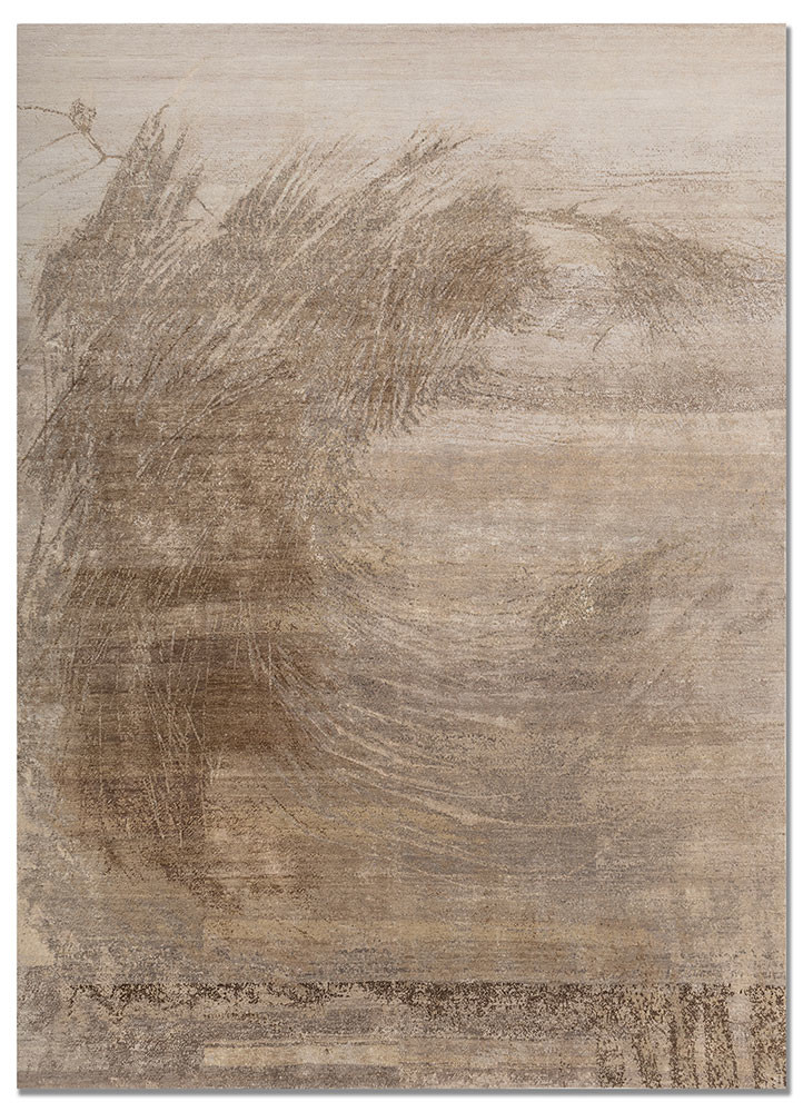 entropy ivory wool and silk Hand Knotted Rug - HeadShot entropy ivory wool and silk Hand Knotted Rug - HeadShot