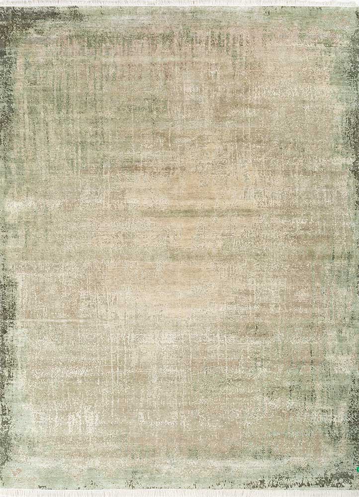 entropy ivory wool and silk Hand Knotted Rug - HeadShot