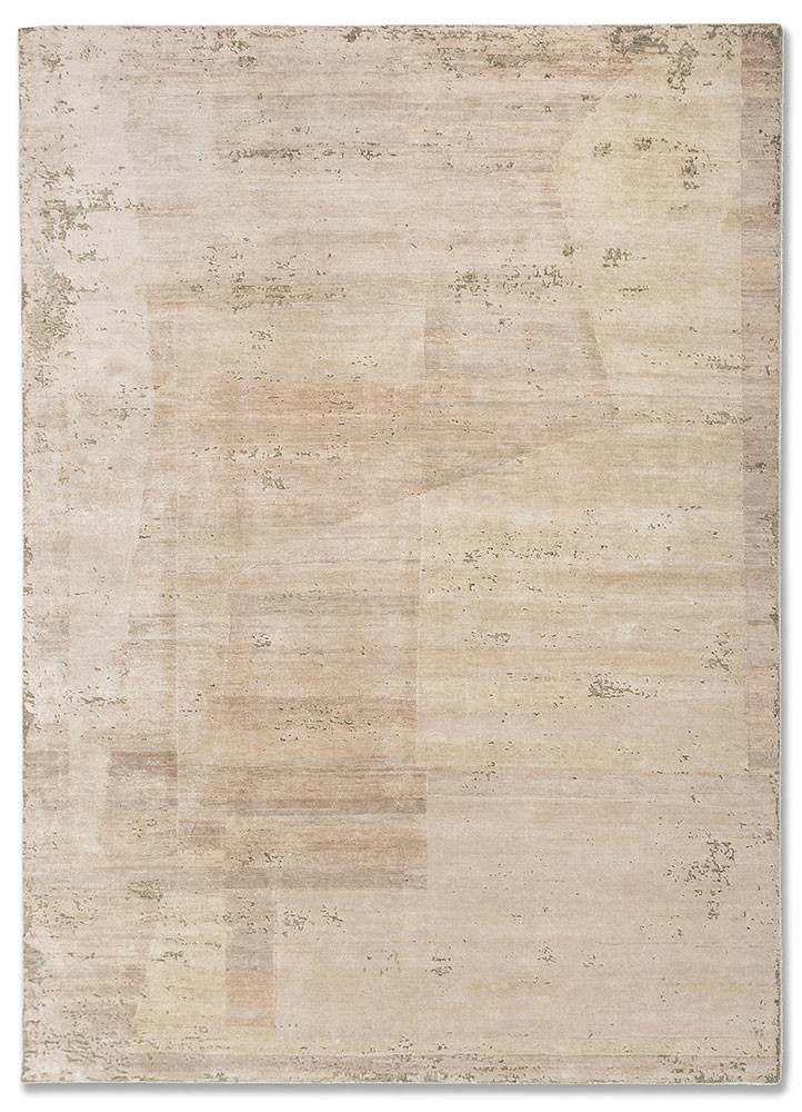  ivory wool and silk Hand Knotted Rug