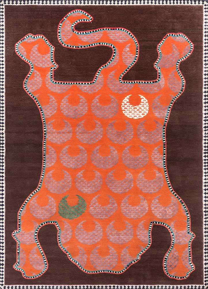 Sakya red and orange wool and silk Hand Knotted Rug