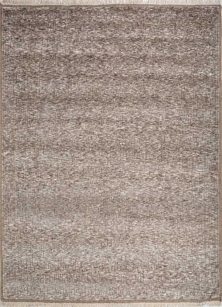 manifest beige and brown wool Hand Knotted Rug - HeadShot