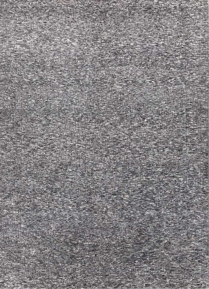 manifest grey and black wool Hand Knotted Rug - HeadShot