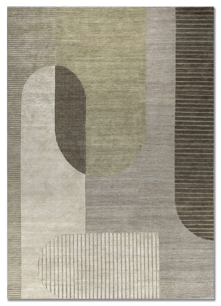  green wool Hand Knotted Rug
