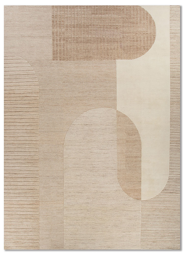  beige and brown wool Hand Knotted Rug