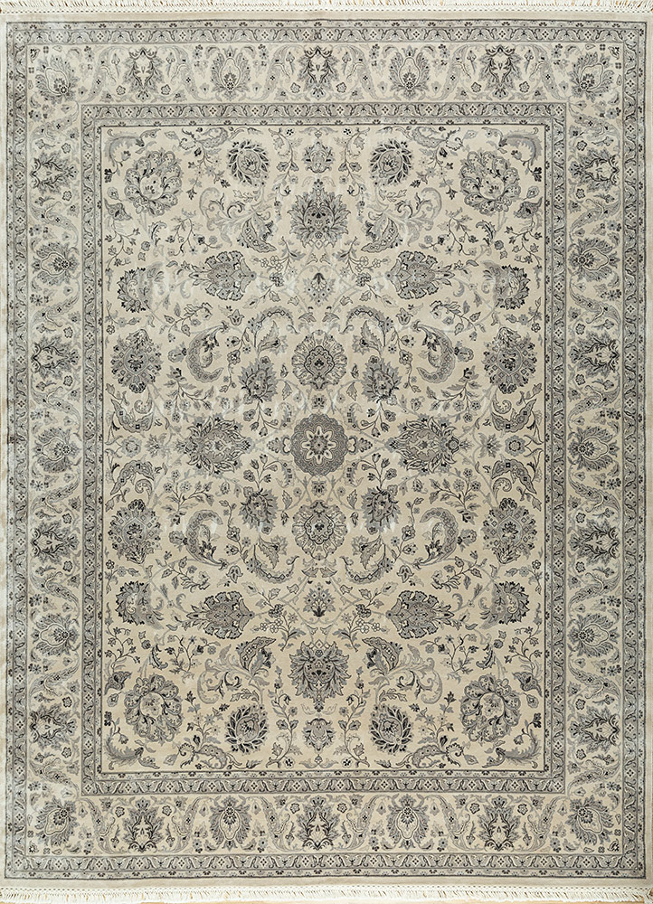 aurora ivory silk Hand Knotted Rug - HeadShot