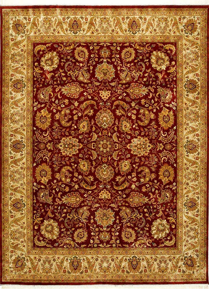 aurora red and orange silk Hand Knotted Rug - HeadShot