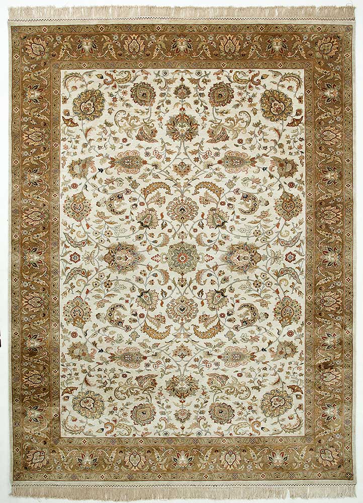 aurora ivory silk Hand Knotted Rug - HeadShot