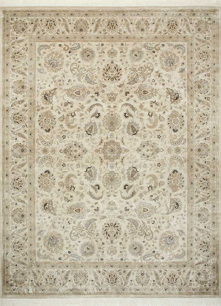  ivory silk Hand Knotted Rug