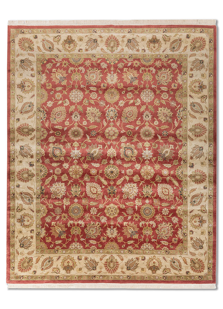  red and orange silk Hand Knotted Rug