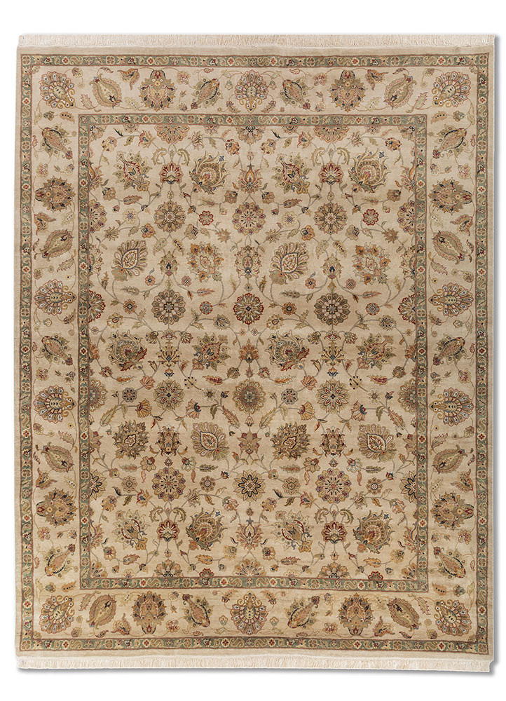  ivory silk Hand Knotted Rug