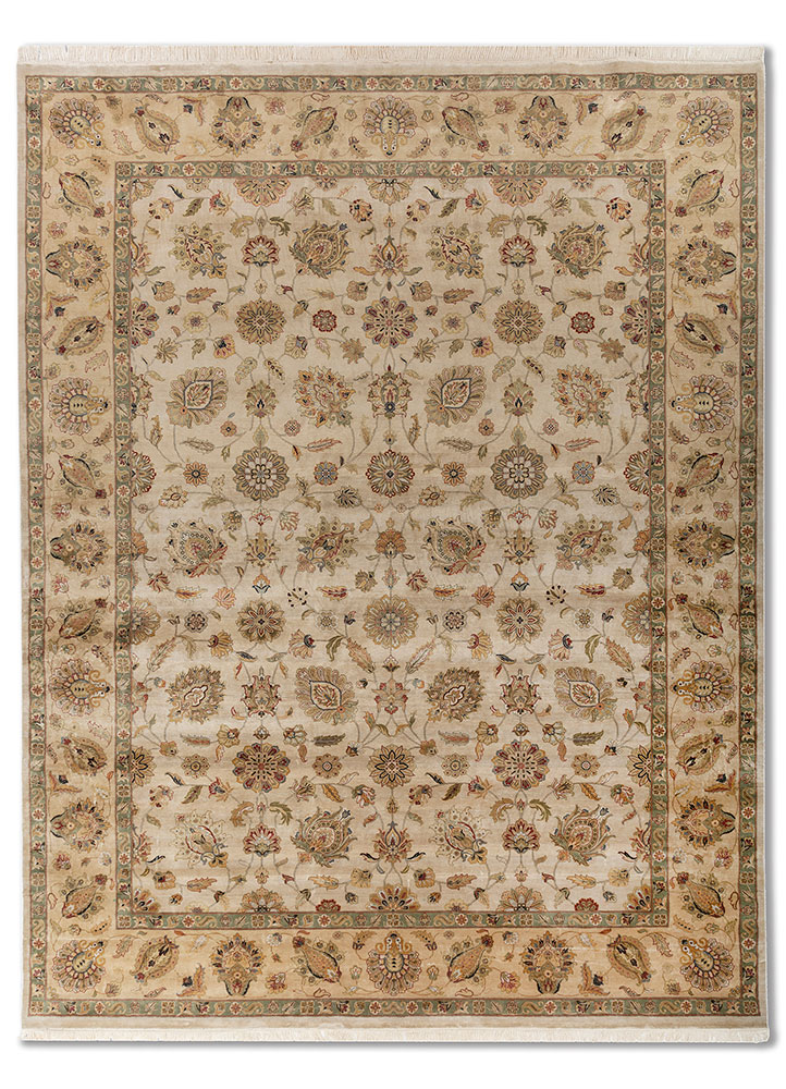  ivory silk Hand Knotted Rug