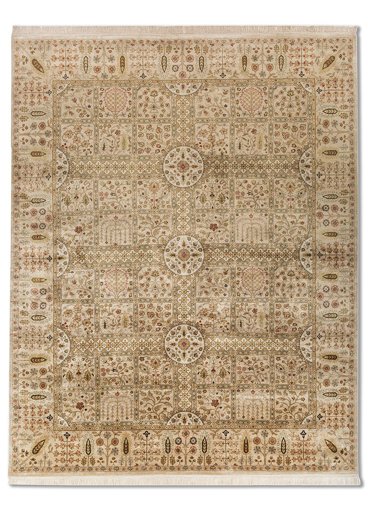  ivory silk Hand Knotted Rug
