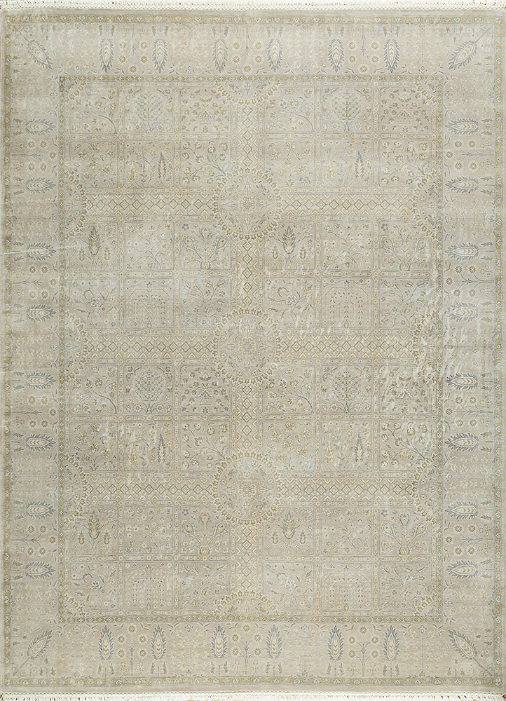  grey and black silk Hand Knotted Rug