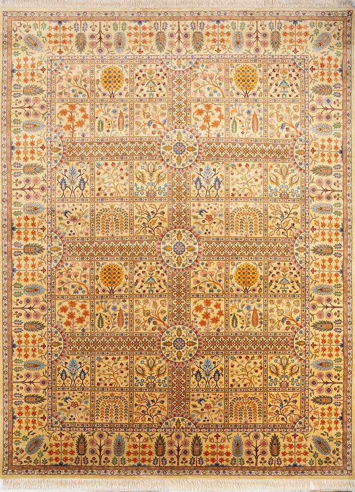  gold silk Hand Knotted Rug