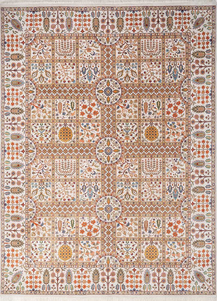  ivory silk Hand Knotted Rug