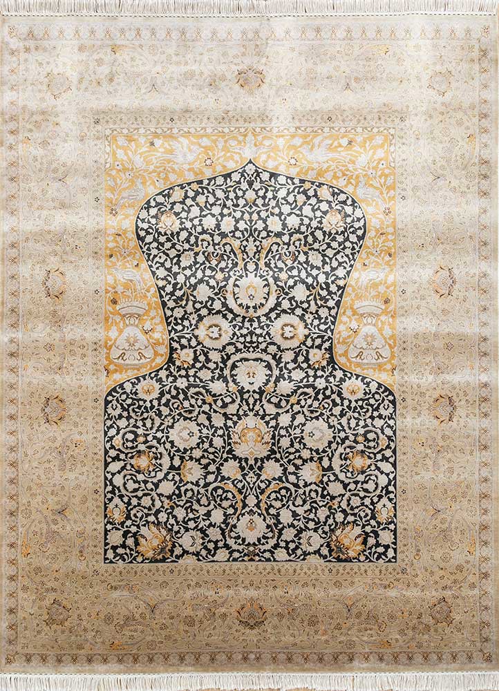  gold silk Hand Knotted Rug
