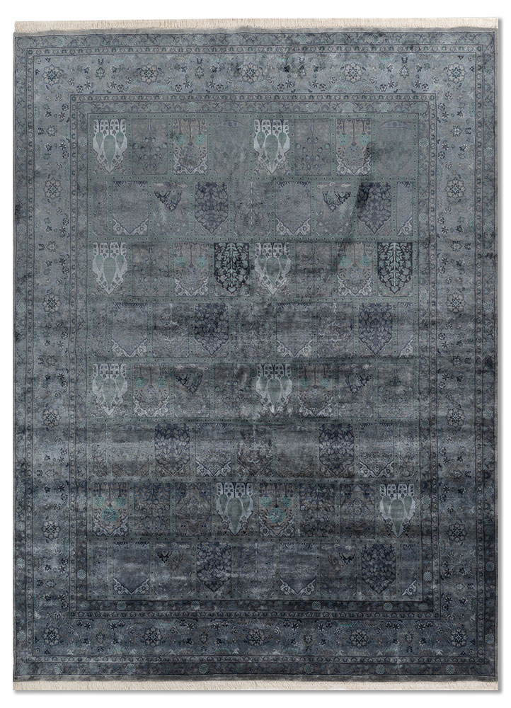  blue silk Hand Knotted Rug