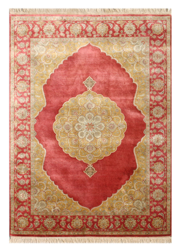  red and orange silk Hand Knotted Rug