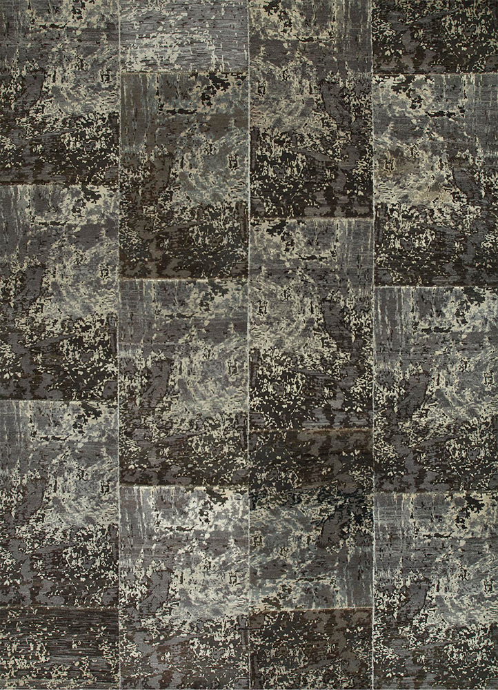 uvenuti grey and black wool Hand Knotted Rug - HeadShot