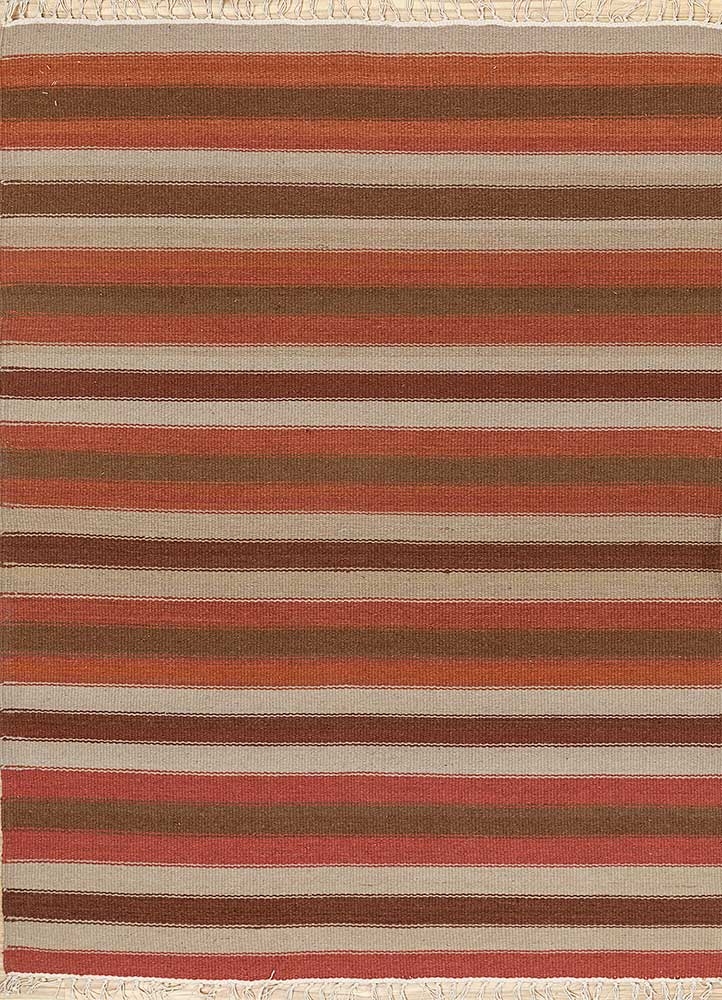 indusbar red and orange wool Flat Weaves Rug - HeadShot